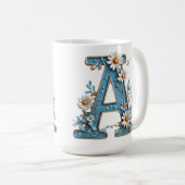 Dekorativer Buchstabe A mit blauem Emaille Kaffeetasse (VorderseiteRechts)