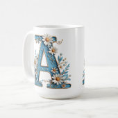Dekorativer Buchstabe A mit blauem Emaille Kaffeetasse (Vorderseite Links)