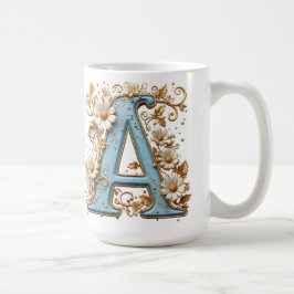 Dekorativer Buchstabe A mit blauem Emaille Kaffeetasse