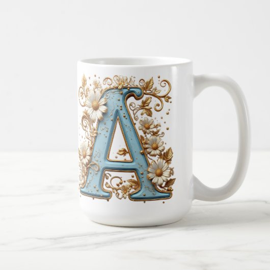 Dekorativer Buchstabe A mit blauem Emaille Kaffeetasse (Rechts)