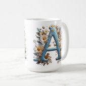 Dekorativer Buchstabe A mit blauem Emaille Kaffeetasse (VorderseiteRechts)