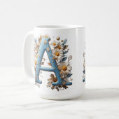 Dekorativer Buchstabe A mit blauem Emaille Kaffeetasse (Vorderseite Links)