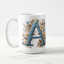 Dekorativer Buchstabe A mit blauem Emaille Kaffeetasse