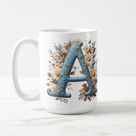 Dekorativer Buchstabe A mit blauem Emaille Kaffeetasse (Links)