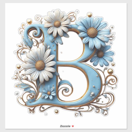 Dekorativer Buchstabe B mit blauem Emaille Aufkleber (Blatt)