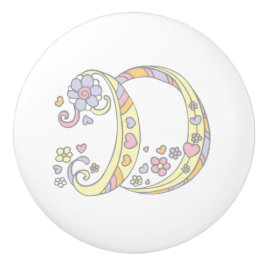 Dekorativer Buchstabe D, Monogramm-Handgriff, Druc Keramikknauf