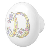 Dekorativer Buchstabe D, Monogramm-Handgriff, Druc Keramikknauf (Rechts)