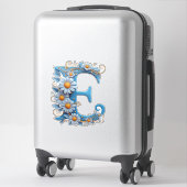 Dekorativer Buchstabe E mit blauem Email Aufkleber (Koffer)