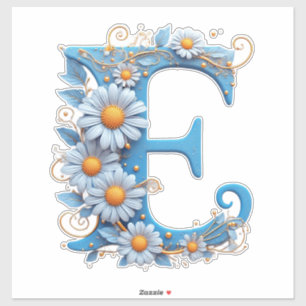 Dekorativer Buchstabe E mit blauem Email Aufkleber