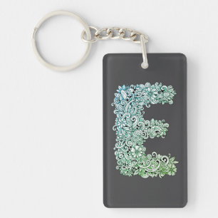 Dekorativer Buchstabe „E“ Schlüsselanhänger