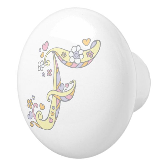 Dekorativer Buchstabe F-Monogramm-Griffknopf Keramikknauf (Rechts)