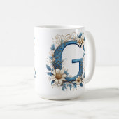 Dekorativer Buchstabe G mit blauem Emaille Kaffeetasse (VorderseiteRechts)