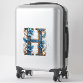 Dekorativer Buchstabe H mit blauem Emaille Aufkleber (Koffer)