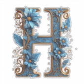 Dekorativer Buchstabe H mit blauem Emaille Aufkleber (Vorderseite)
