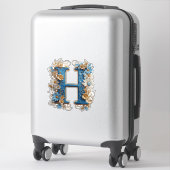 Dekorativer Buchstabe H mit blauem Emaille Aufkleber (Koffer)