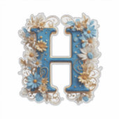 Dekorativer Buchstabe H mit blauem Emaille Aufkleber (Vorderseite)