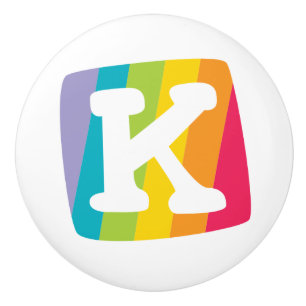 Dekorativer Buchstabe K mit Monogramm Regenbogenkn Keramikknauf