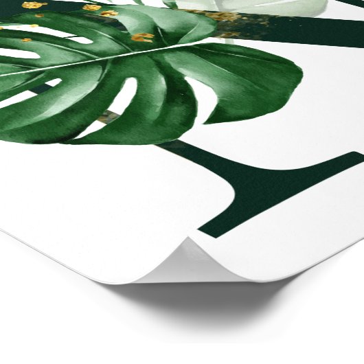 Dekorativer Buchstabe N mit tropischen Blätter Poster (Ecke)