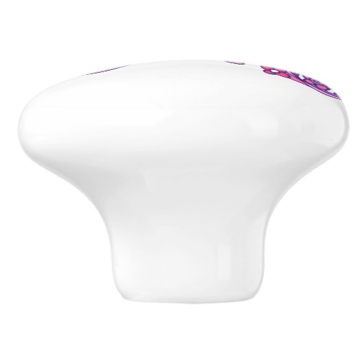 Dekorativer Buchstabe R Monogramm, rosa Griffknopf Keramikknauf (Seitenansicht)