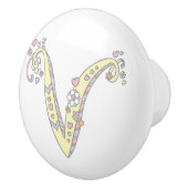 Dekorativer Buchstabe V, Monogramm-Handgriff, Druc Keramikknauf (Rechts)