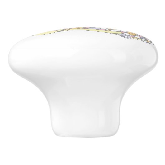 Dekorativer E-Monogramm-Handgriff mit Druckknopf Keramikknauf (Seitenansicht)