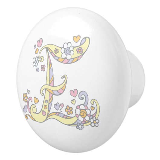 Dekorativer E-Monogramm-Handgriff mit Druckknopf Keramikknauf (Rechts)