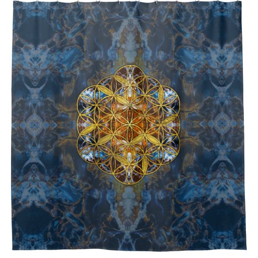 Dekorativer Edelstein-heilige Geometrie-Blume des Duschvorhang (Vorderseite)