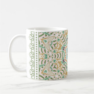Dekorativer, farbenfroher Dekor auf weißem Hinterg Kaffeetasse