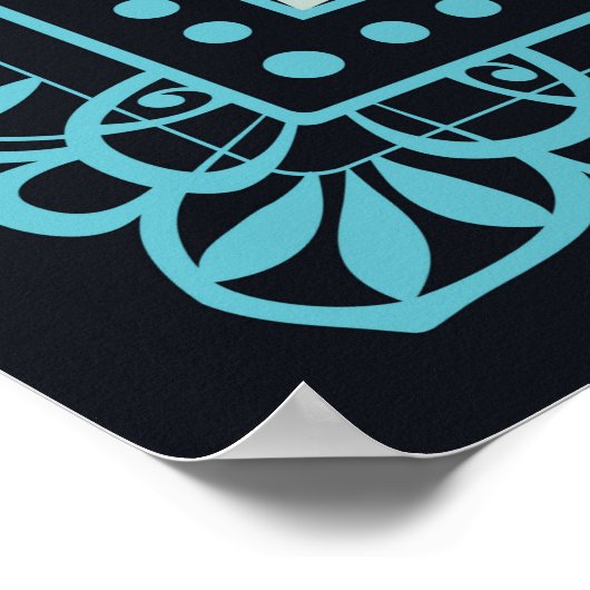 Dekorativer, farbenfroher Ornament auf schwarzem H Poster (Ecke)