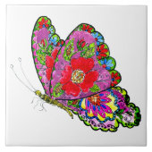 Dekorativer, farbiger Blütenschmetterling Fliese (Vorderseite)