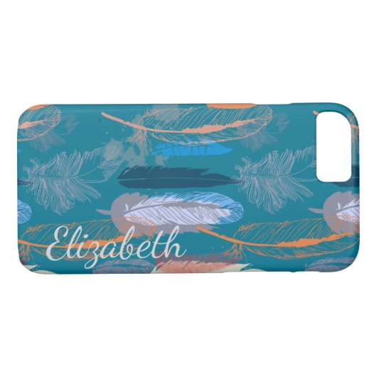 Dekorativer Feder-Entwurf personalisiert Case-Mate iPhone Hülle (Rückseite (Horizontal))