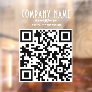 Dekorativer Firmenname und QR-Code Fensteraufkleber