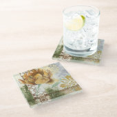 Dekorativer Fresko-Entwurf mit Kugel-Blume Glasuntersetzer (Schrägansicht)