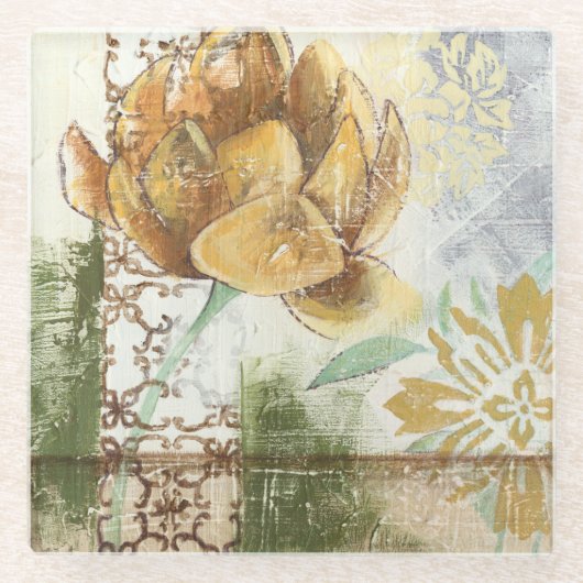 Dekorativer Fresko-Entwurf mit Kugel-Blume Glasuntersetzer (Vorderseite)