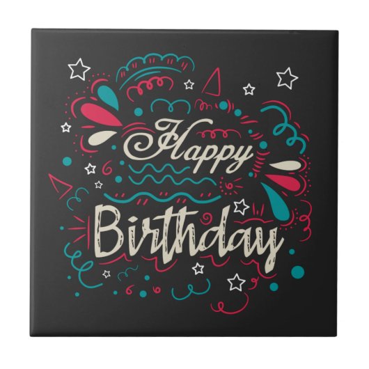 dekorativer Geburtstag Fliese (Vorderseite)