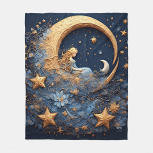 Dekorativer goldener Halbmond Fleecedecke