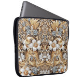 Dekorativer goldweißer, floraler Laptop-Sieb Laptopschutzhülle (Vorne Rechts)