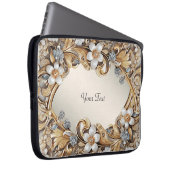 Dekorativer goldweißer, floraler Laptop-Sieb Laptopschutzhülle (Vorne Rechts)