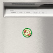 Dekorativer grüner Randteller mit rosa Rose Magnet (In Situ (Geschirrspüler))