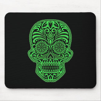 Dekorativer grüner und schwarzer Zuckerschädel Mousepad
