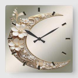 Dekorativer Halbmond-Rahmenwanduhr Quadratische Wanduhr