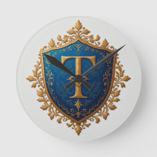 Dekorativer heraldischer Schild Runde Wanduhr