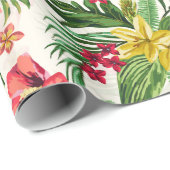 Dekorativer Hibiskus Blumenmuster Geschenkpapier (Rolleneckpunkt)