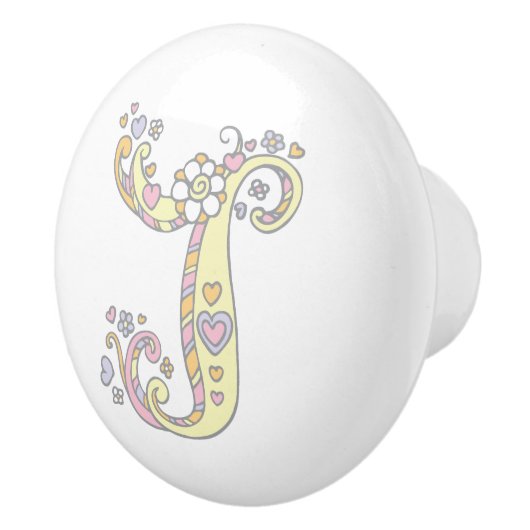 Dekorativer J-Monogramm-Handgriff mit Druckknopf Keramikknauf (Rechts)