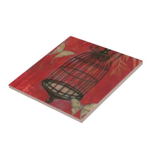 Dekorativer Käfig mit Schmetterlingen Fliese (Seite)