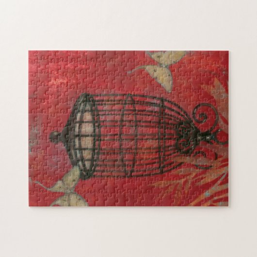 Dekorativer Käfig mit Schmetterlingen Puzzle (Horizontal)