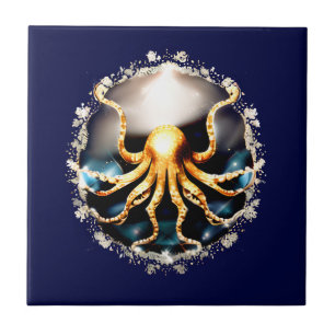 Dekorativer kraken-Meer-Kreatur-Glam-Oktopus-Stran Fliese