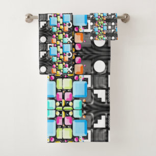 Dekorativer kubistischer geometrischer futuristisc badhandtuch set