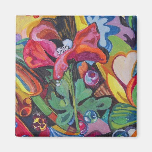 dekorativer künstlerischer Magnet mit rotem Mohn (Vorne)