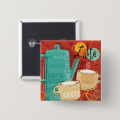 Dekorativer Latte Topf und Schalen Button (Vorne & Hinten)